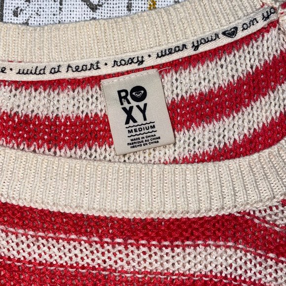 Roxy Medium Women's Striped Pink & White Sweater - Picture 6 of 13